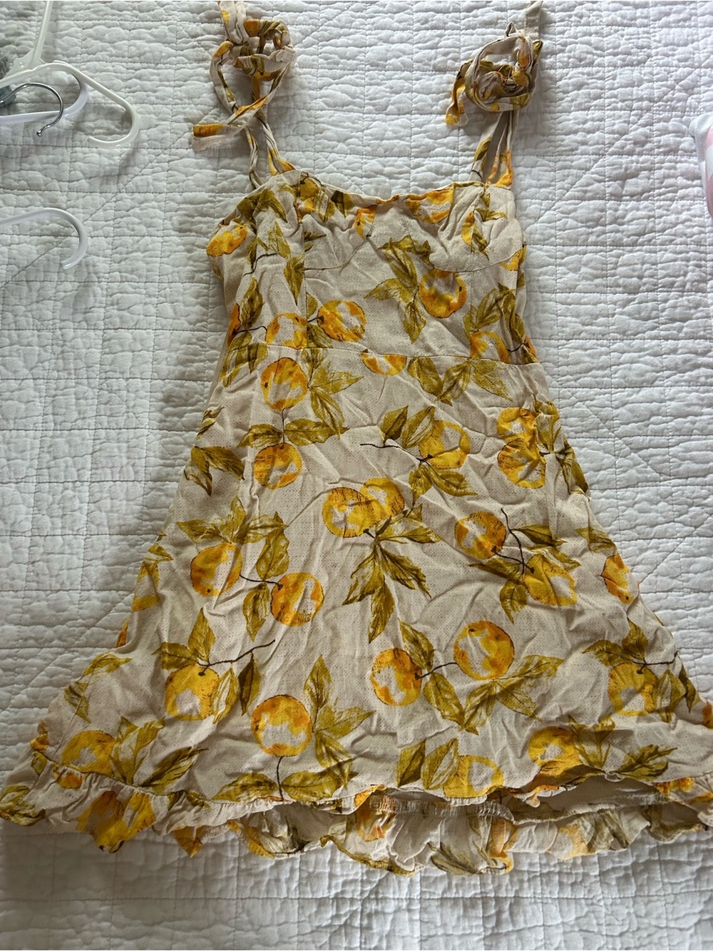 Urban Outfitters Cream Sundress with Yellow Fruit Print